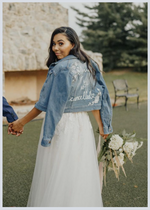 Load image into Gallery viewer, Custom Bridal Hand Painted Denim Jacket