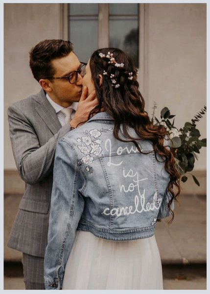 Bride and groom denim best sale jackets