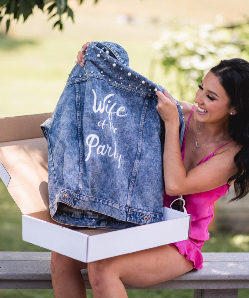 Custom Bridal Hand Painted Denim Jacket